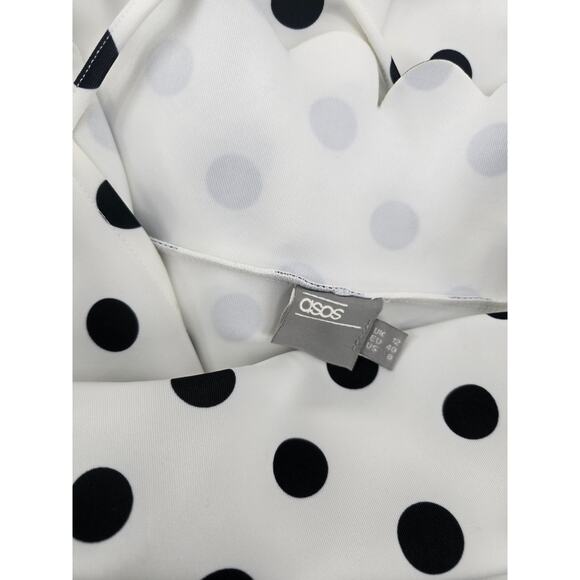 ASOS Retro Minimalist Polka Dot Scalloped Bodycon Midi Dress - Picture 4 of 5